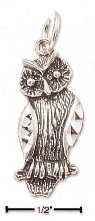 Sterling Silve rAntiqued Owl Charm