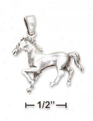 Sterling Silver Antiqued Pdancing Horse Charm (nickel Free)