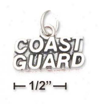 Sterling Silver Antiqued Raised Letters Coast Guard Attraction