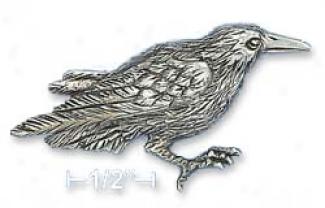 Sterling Silver Antiqued Raven Pim (26x44mm)