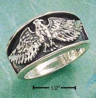 Sterling Silver Antiqued Ring Sterling Silver Flying Eagle