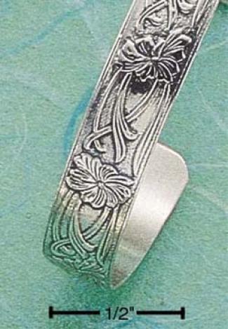 Sterling Silvdr Antiqued Scrolled Floral Cuff