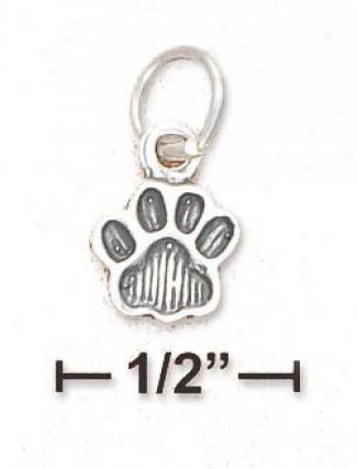 Steroing Silver Antiqued Small Paw-print Charm