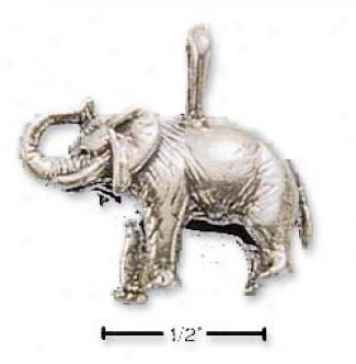 Sterling Gentle Antiqued Standing Elephant Charm