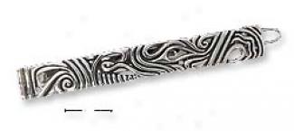 Sterling Silver Antiqued Swirl Design Hair Clip Snap Closure