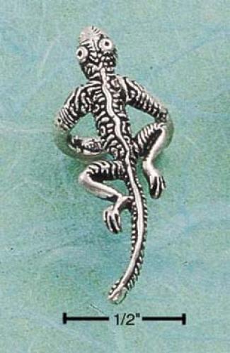 Sterlinng Silver Antiqued Textured Gecko Ear Cuff
