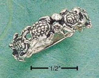 Strrling Silver Antiqued Turtles Band Ring