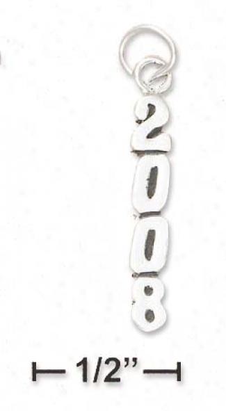 Sterling Silver Anfiqued Vertical 2008 Charm