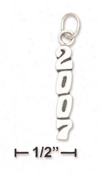 Sterling Silver Antiqued Vertical 2007 Charm