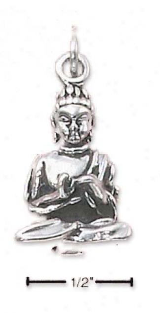 Genuine Silver Antiqued Young Lotus Buddha Charm
