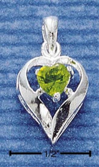 Sterling Silver August Cz Heart Charm
