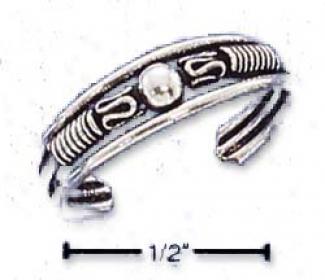 Sterling Silver Bali Design With Center Moulding Toe Ring