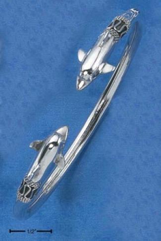 Sterling Silver Bali Dolphin Cuff