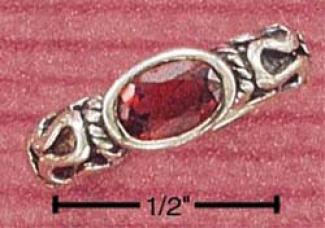 Sterling Silver Bali Synthetic Garnet Toe Ring
