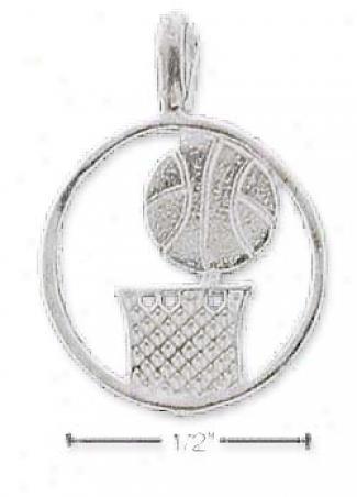 Sterling Silver Basket And Ball Round Charm