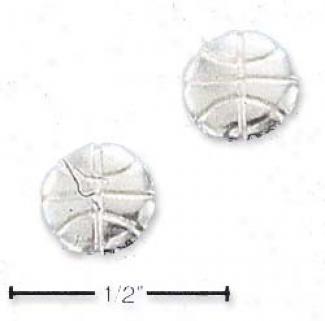 Sterling Silver Basketball Ppst Earrings