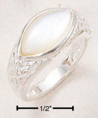 Sterling Silver Bezel Set Marquise Mother Of Pearl Ring