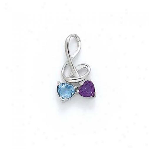 Sterling Silver Blue Topaz Amethyst Pendant