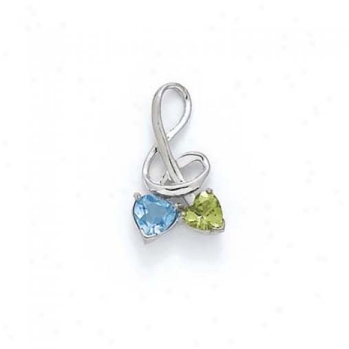 SterlingS ilver Blue Topaz And Peridot Pendant