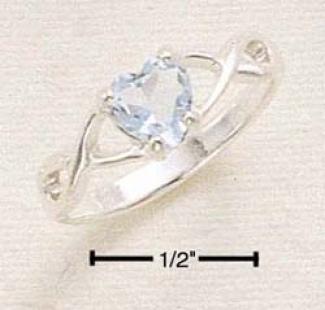 Sterling Silver Blue Topaz Heart With wTisted Shank Ring