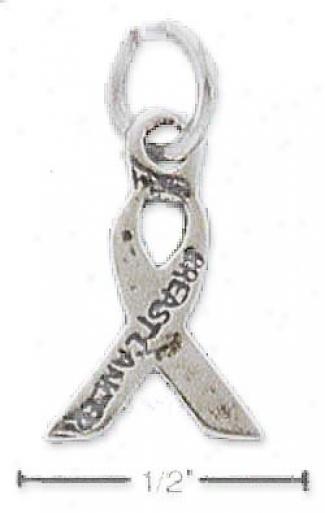 Sterling Silver Heart Cancer Ribbon Charm