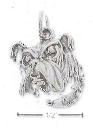 Sterling Silver Bulldog Face Charm