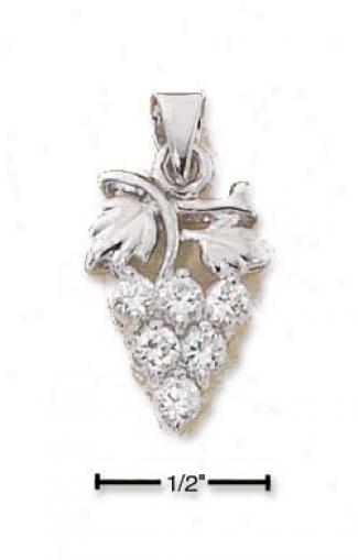 Sterling Silver Bunch Of Cz Grapes Charm