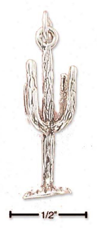 Strrling Silver Cactus Charm