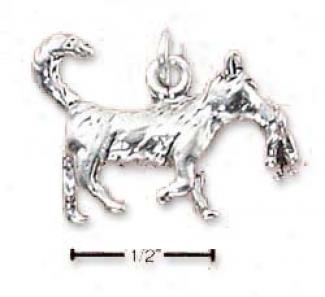 Sterling Silver Cat Carrying Kitten In Mouth Charm