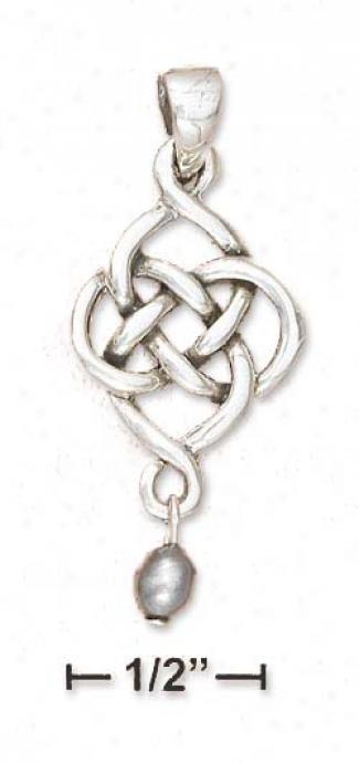 Stsrling Silver Celtic Design Gray Fw Pearl Dangle Charm