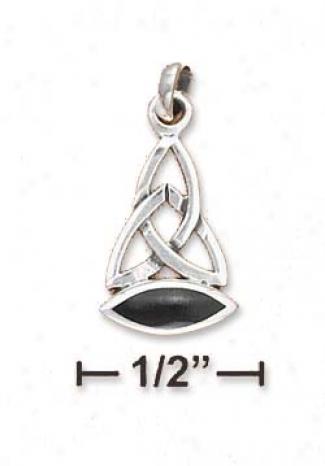 Sterling Silver Celtic Design With Side Onyx Inlay Pendant
