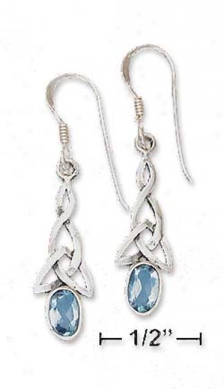 Sterling Silver Celtic With Synthetic Pedantic  Topaz Earrings