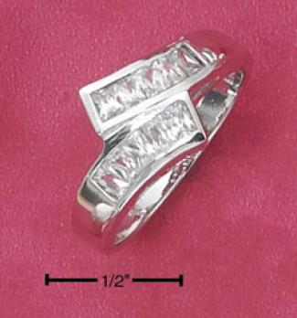 Sterling Silver Channel Set Princess Channel Cz Bypass Ring