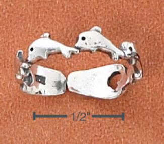 Sterling Silver Connecting Dolphins Toe Ring
