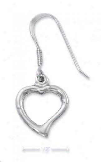 Sterling Silver Contemporary Oppen Heart French Wire Earrings