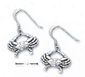 Sterling Silver Crab Dangle French Wire Earrings