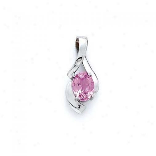 Sterling Silver Created Pink Sapphire Pendant
