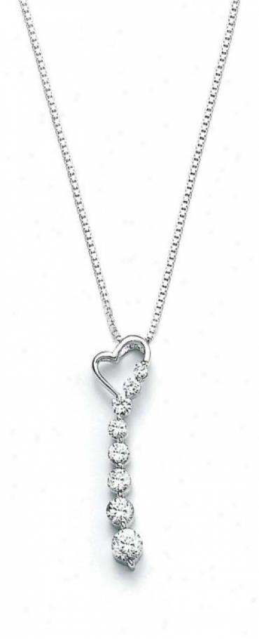 Sterling Silver Cubic Zirconia Cz Heart Journey Pendant