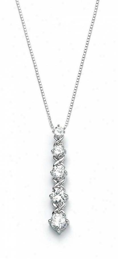 Sterling Silver Cubic Zirconia Cz Journey X And O Pendant