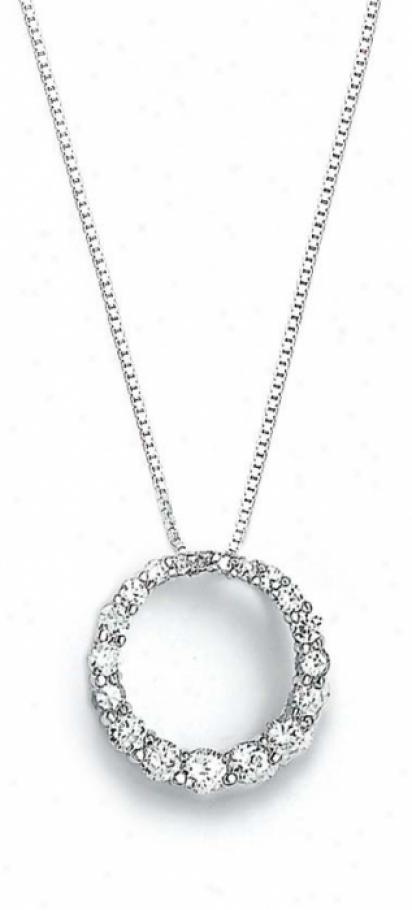 Genuine Silver Cubic Zirconia Cz Journey Circle Pendant