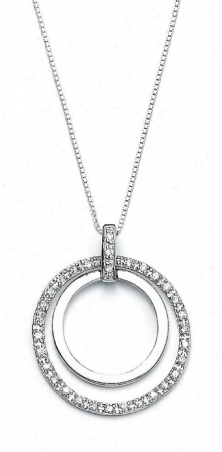 Sterling Silver Cz Double Circle Pendant