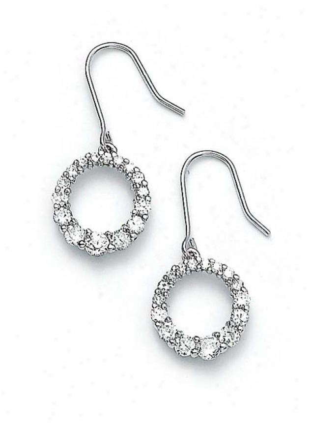 Sterling Silvery Cz Journey Circles Earrings