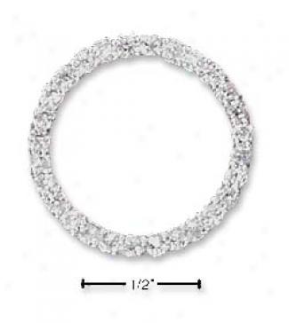 Sterling Silver Cz Open Circle Slide Pendant - 7/8 Inch