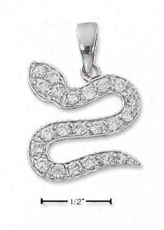 Sterling Silver Cz Snake Pendant