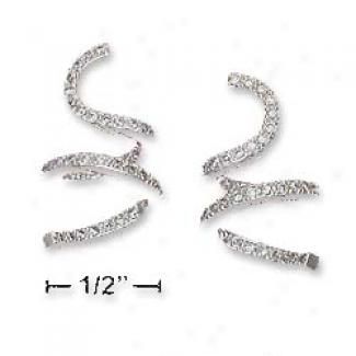Sterling Soft and clear  Cz Spiral Post Earrings