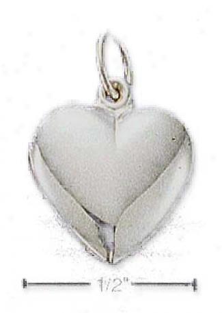 Sterling Silver Dainty Puff Heart Charm