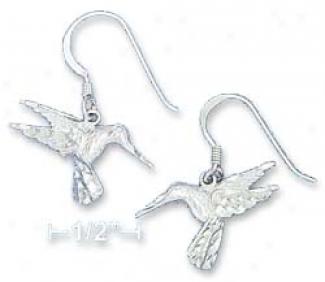Sterling Silver Dc 12x21mm Hummingbird Earrings French Wire