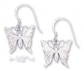 Sterling Silver Dc 15x15mm Butterfly Earrings On French Wire