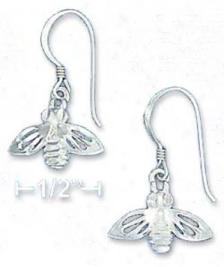 Sterling Silver Dc Bumble Bee Earrings On French Wires