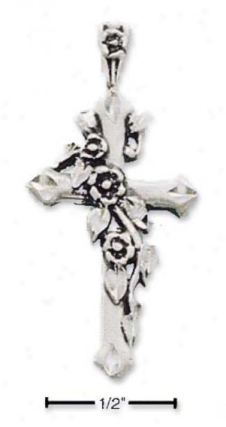 Sterling Sivler Dc Cross With Flower Sash Charm